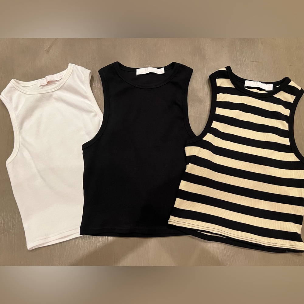 Rachel Parcell Bundle of Crop Ribbed Tanks M